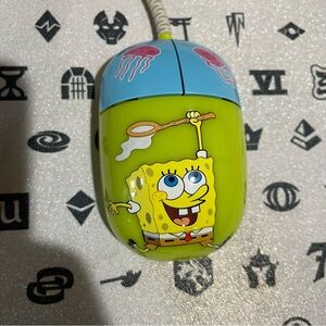 SpongeBob SquarePants Wired Mouse - Blue and Yellow vintage 90s